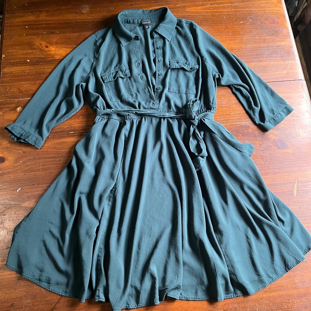 Torrid Teal Long Sleeve Dress